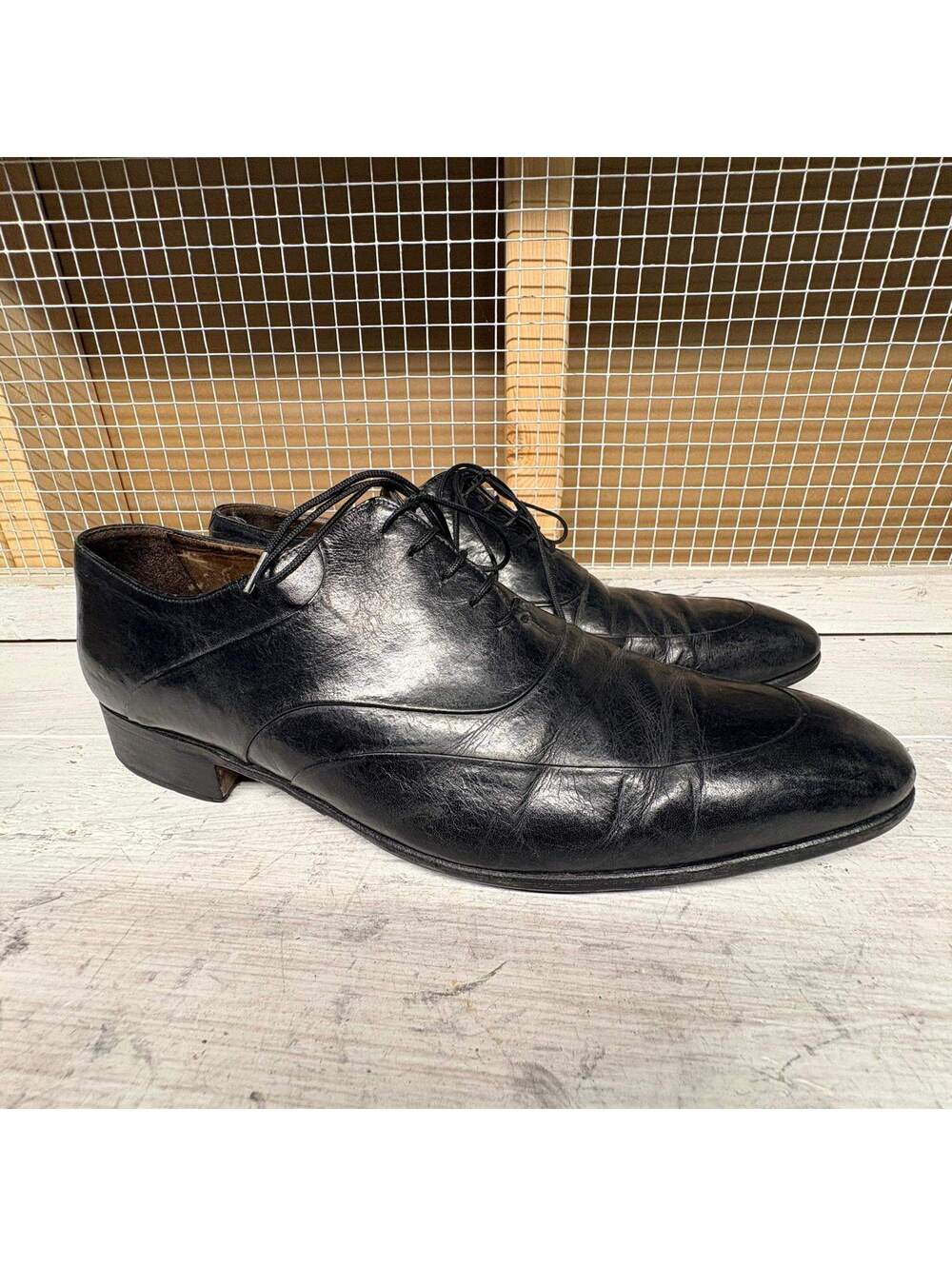 Valentino Garavani Classic Black Leather Oxford Dress Shoes Men's Size 44